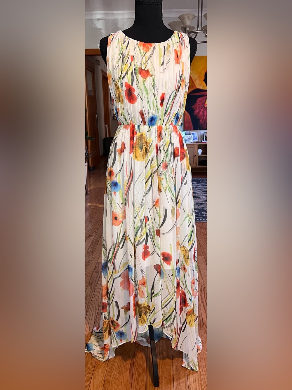 Alice + Olivia White Floral Maxi Skirt Size 4 Tie Back Sleeveless